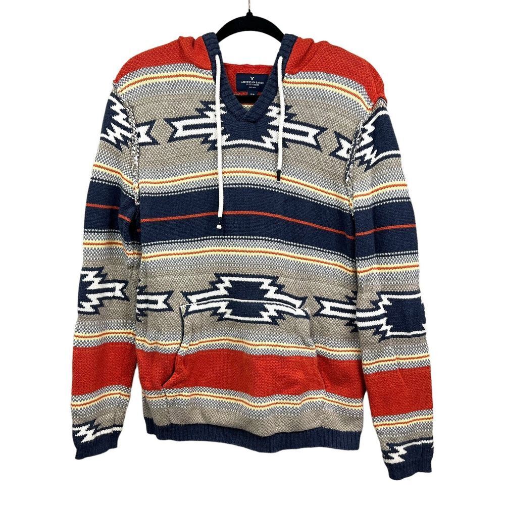 American Eagle Hoodie Southwest Pattern Kangaroo Pocket Multicolor Men Size S*